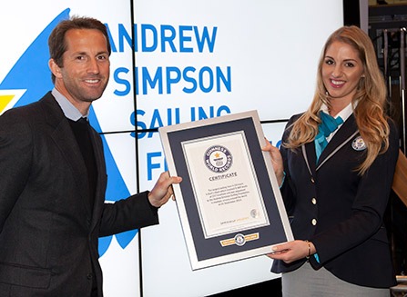 Sir Ben Ainslie accepting the Guinness World Record certificate for Bart's Bash. Image Guinness World 