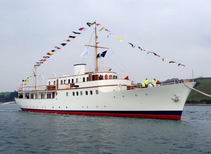 The 165ft / 50m classic motor yacht Malahne was re-launched on March 14th at Pendennis Shipyard