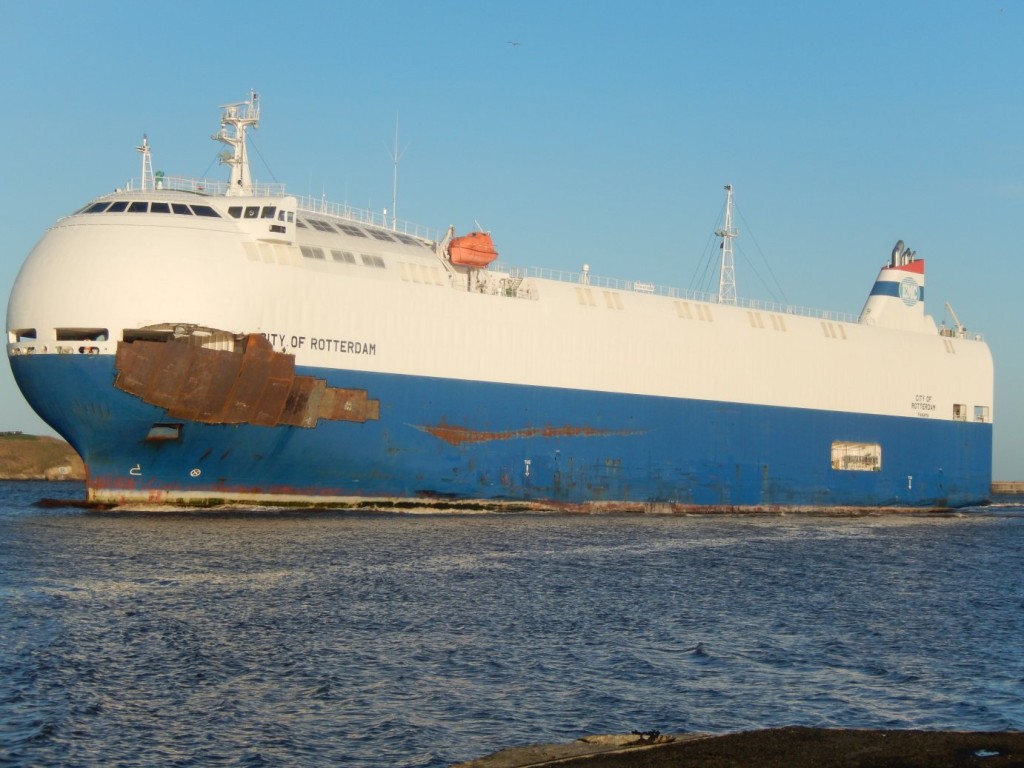The storm damaged City of Rotterdam is now in Tyneside for repairs