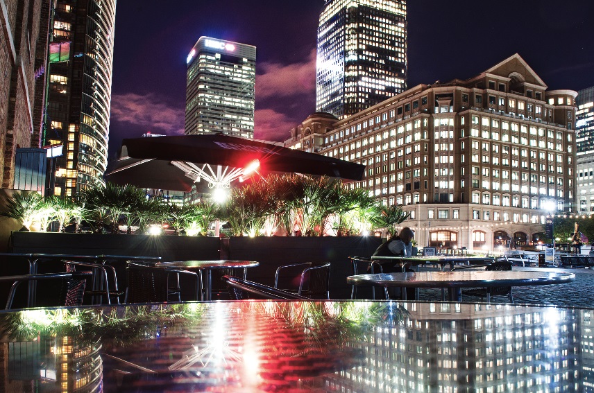 Striking view of Canary Wharf from the Museum of London Docklands. Photo by Kirk Schwarz - www.kirkschwarz.co.uk