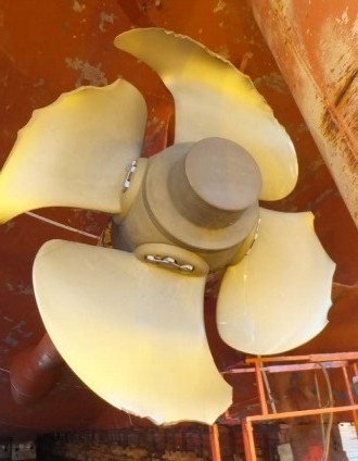 Damaged propeller from the grounding of the Hamburg  cruise ship