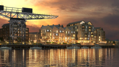 Artist's impression of the redeveloped Cowes waterfront. Image credit: John Thompson & Partners