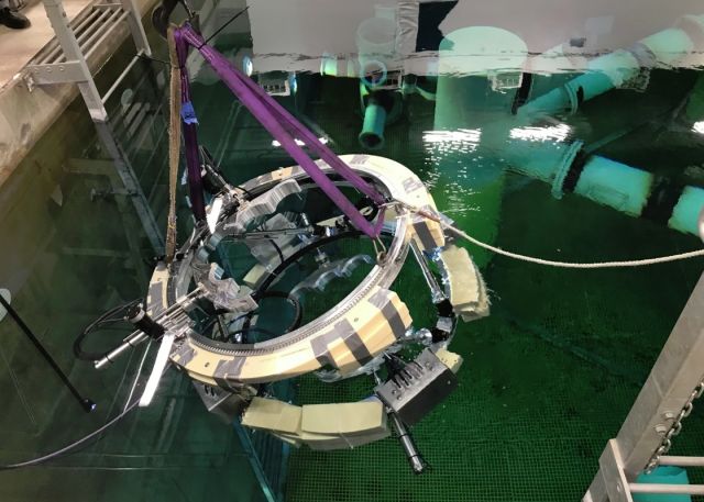 The ground-breaking, new climbing robot, named RIMCAW (Robotic Inspection of Mooring Chains in Air and Water)