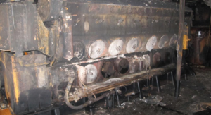 Photo credit: NTSB. Inboard side of Leland Speake's port main engine at the lower engine room level