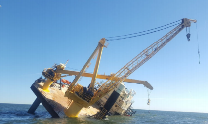 Liftboat, Ram XVIII, overturned in the Gulf of Mexico