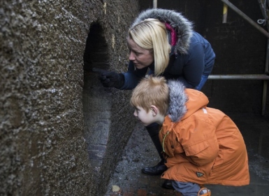 Step down into the drained Foxton Locks