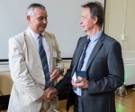 Mike Schwarz (left) congratulates Mike Andrews
